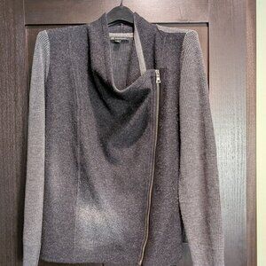INC International Concepts Gray Wool Blend Zip Front Sweater Size M
